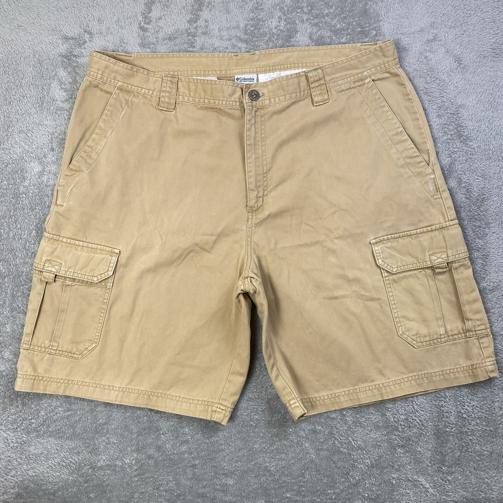 Columbia Shorts Men Beige Sz 42 100% Cotton Cargo Utility Casual Outdoors Hiking
